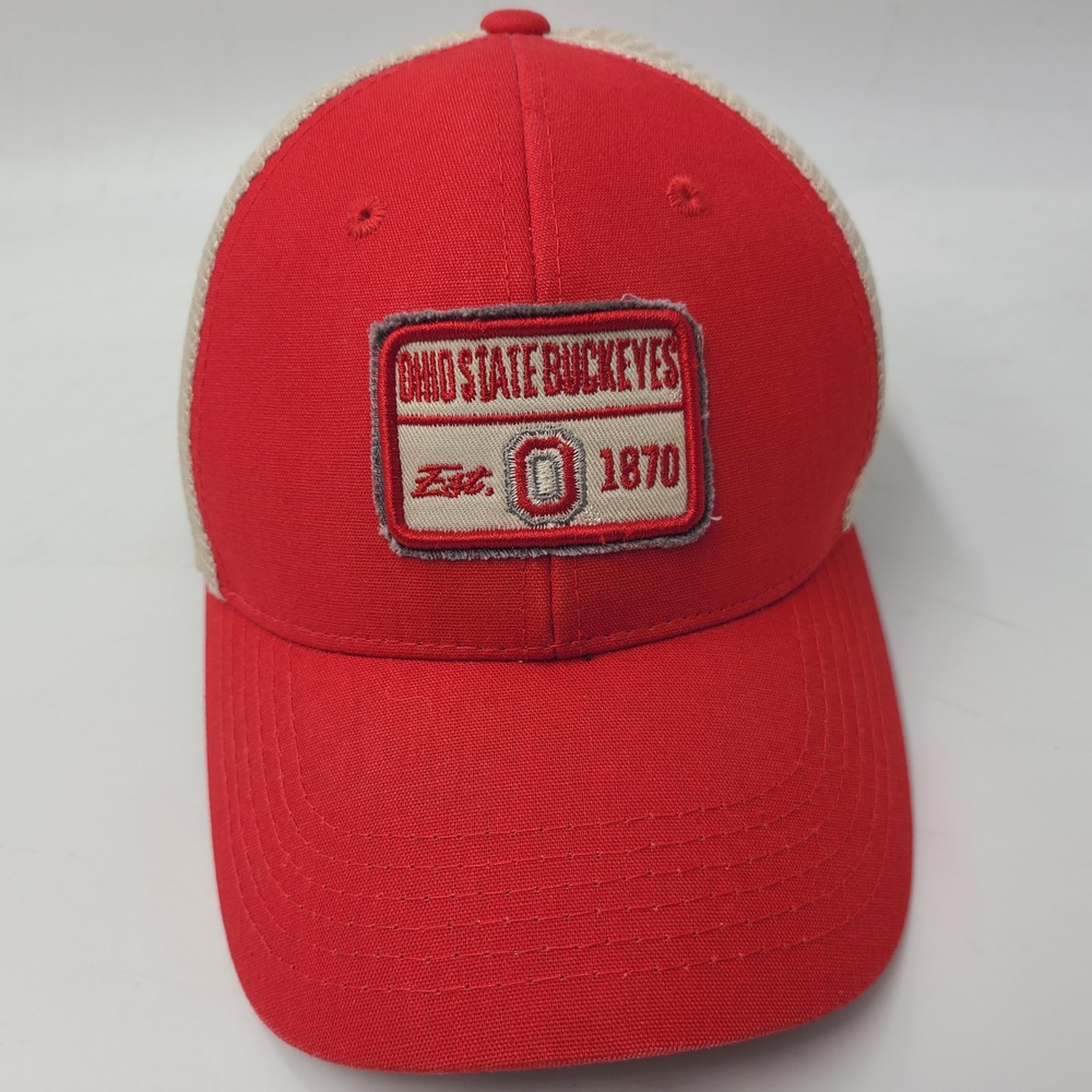 Ohio State Buckeyes Hat Snapback Trucker Mesh Red Beige NCAA University OSU Men